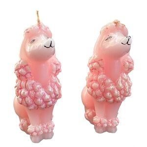 VINTAGE Pink Poodles MCM Era Candles Set of Two